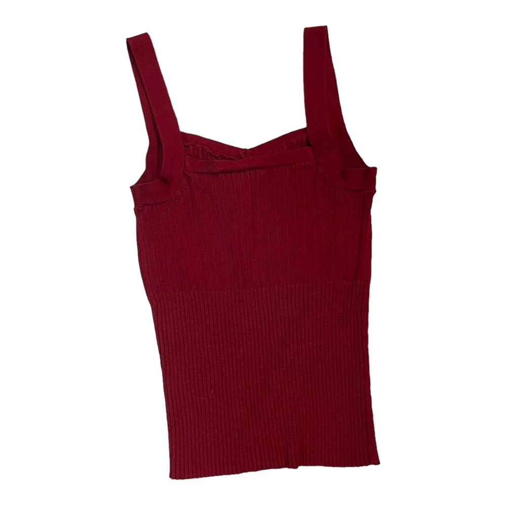 Hillard & Hanson Ribbed Knit Top in burgundy - Picture 2 of 6
